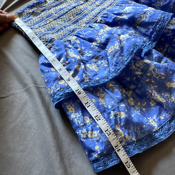 Loveshackfancy Mira Smocked Mini Ruffle Skirt tie blue jay lace trim - Picture 16 of 17